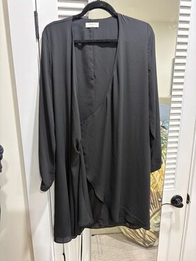 Babaton Black long sleeve Wallace wrap dress